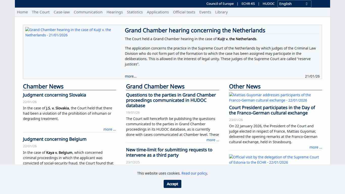 ECHR - Homepage of the European Court of Human Rights - ECHR - ECHR / CEDH